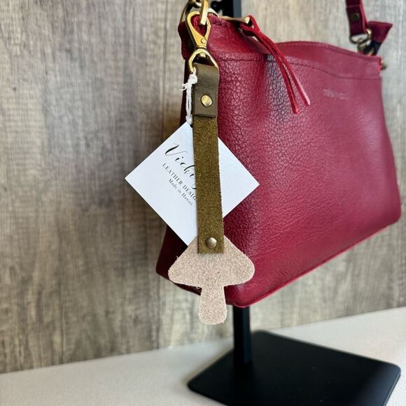 Mushroom Leather Bag Charm Leather Purse Keychain NEW FAST SHIP - Picture 4 of 6